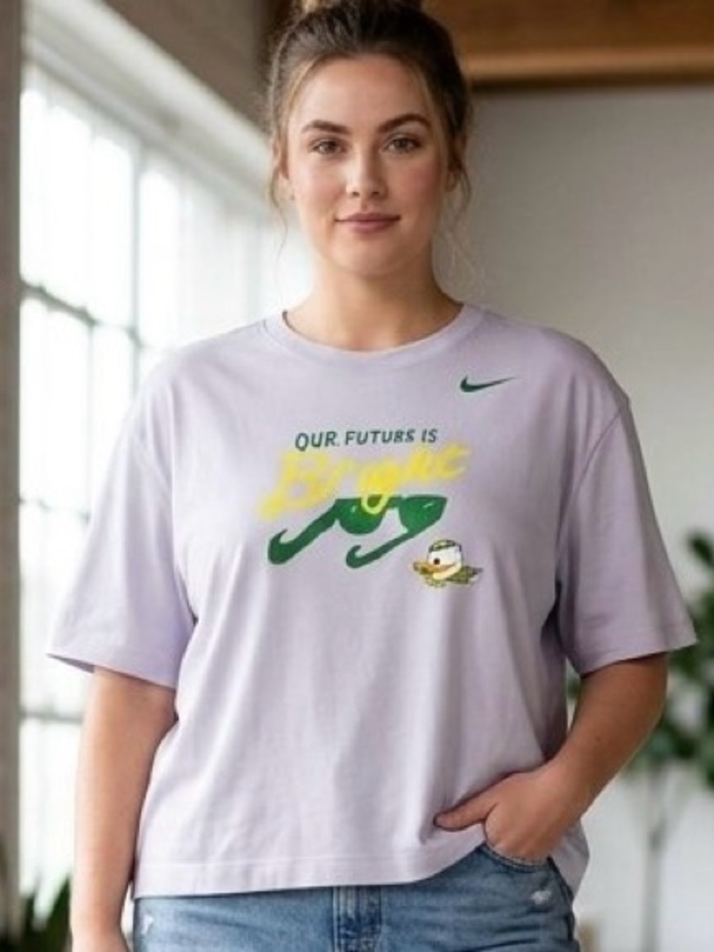 Women's Nike University of Oregon “Our Future is Bright” Boxy Tee - Size L
